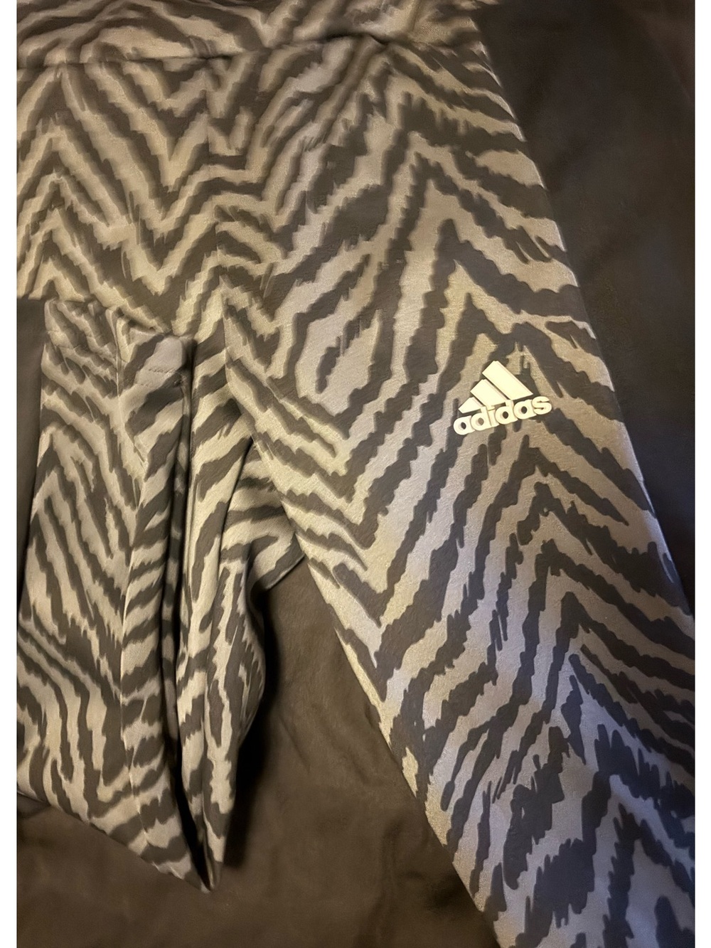 adidas Women's Ankle Cropped Leggings in Black and Gray Zebra Print